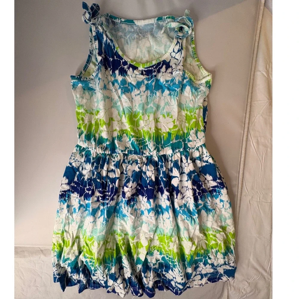 The Children's Place Dress Tie Strap‎ Sleeveless Casual Blue Green L (10-12)